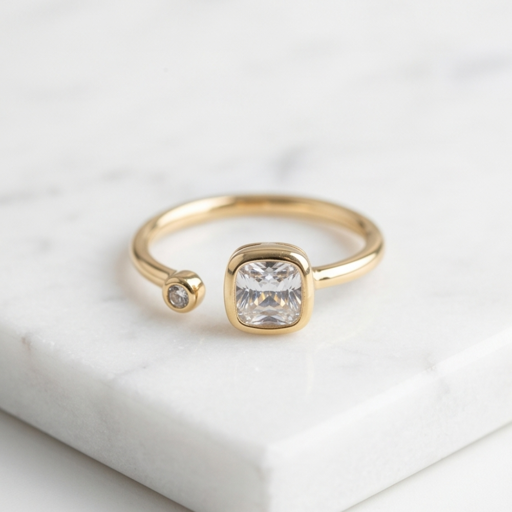 18K Gold Plated Adjustable Birthstone Ring