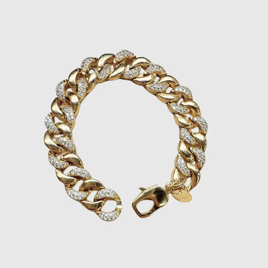 18K Gold Plated Cuban Link Zirconia Bracelet For Women