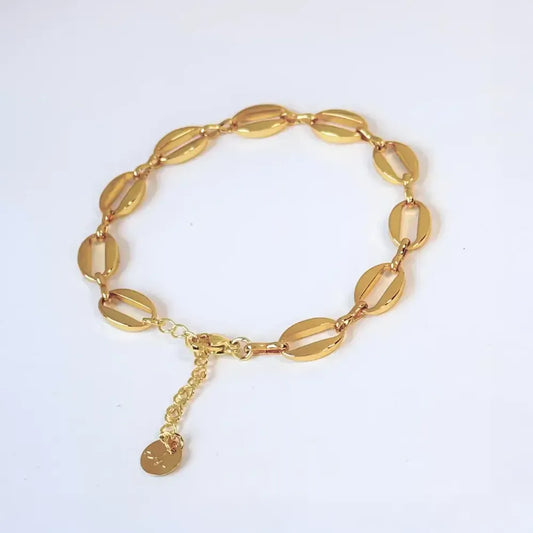 18K Gold Plated Oval Link Bracelet For Women