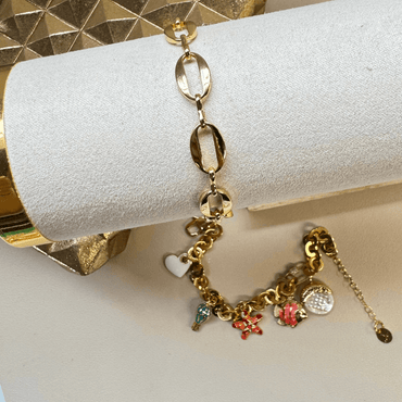 18K Gold Plated Oval Link Bracelet For Women