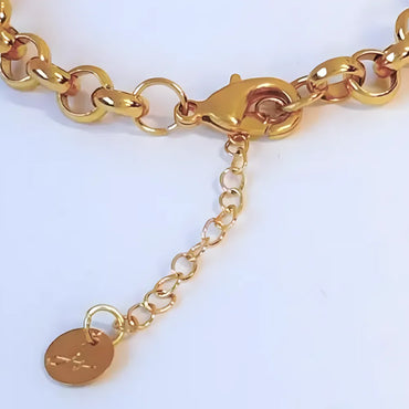 18K Gold Plated Round Link Chain Bracelet For Women
