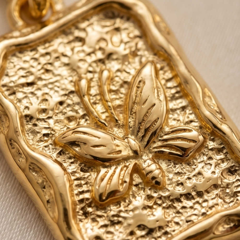 18K Gold Plated Small Butterfly Tag Necklace