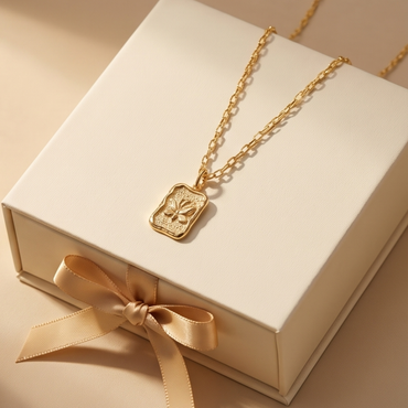 18K Gold Plated Small Butterfly Tag Necklace