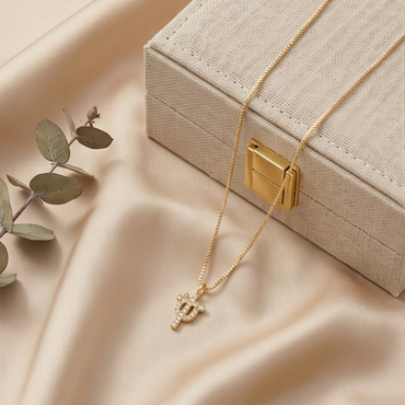 18K Gold Plated Small Crystal Cactus Charm Necklace