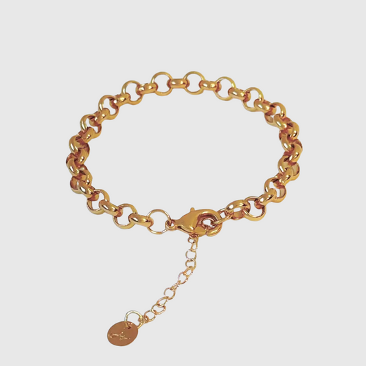 18K Gold Plated Round Link Chain Bracelet For Women