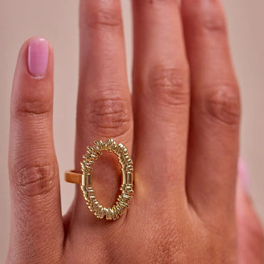 Radiate Textured Oval Ring - 18K Gold Plated Adjustable