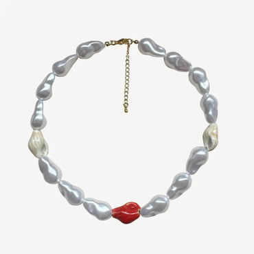 Baroque Pearl & Ceramic Bead Choker Necklace