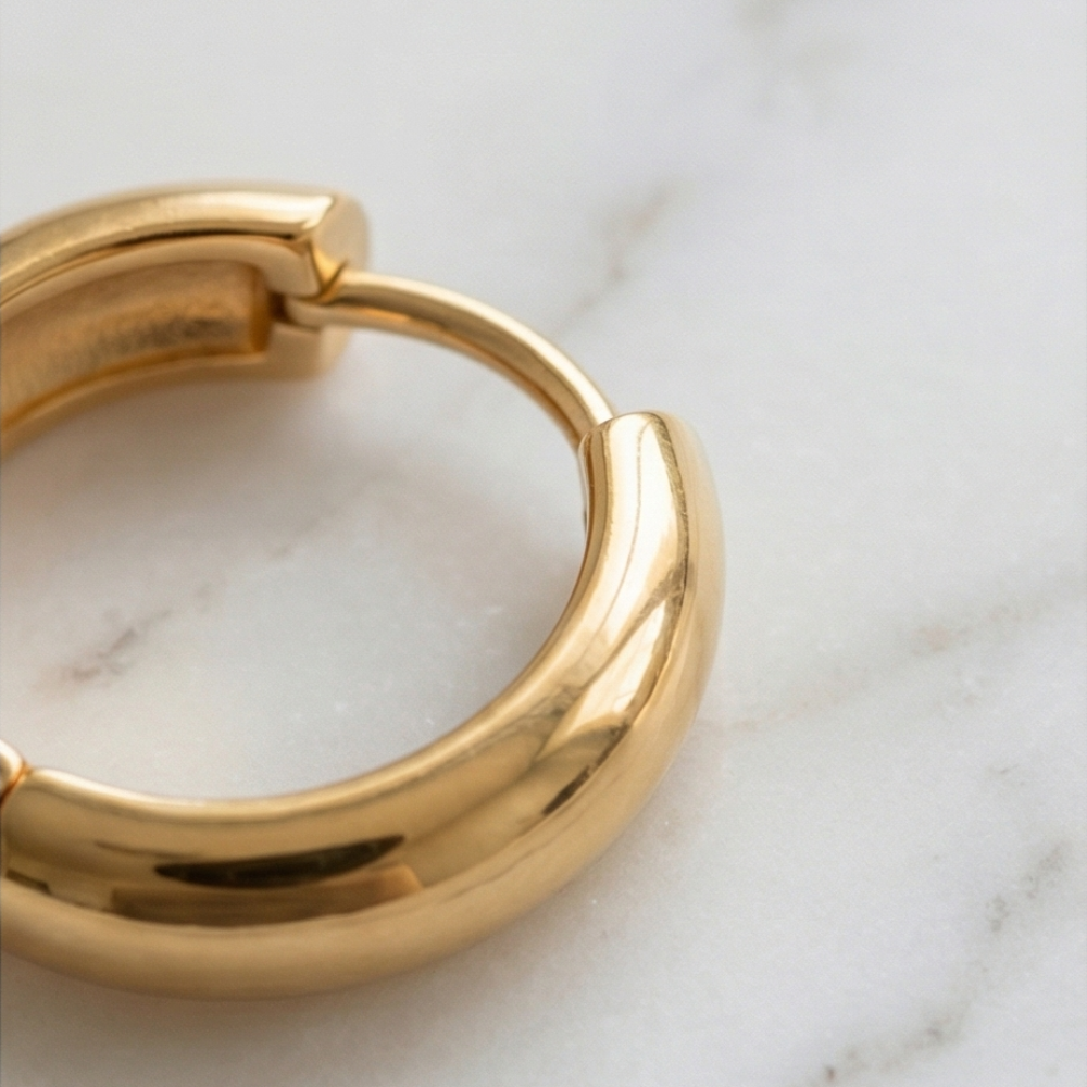 Bold Mini Hoop Earrings-Gold Plated Chunky Style