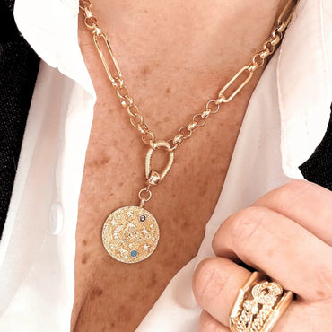 Celestial Medallion Gold Chain Necklace