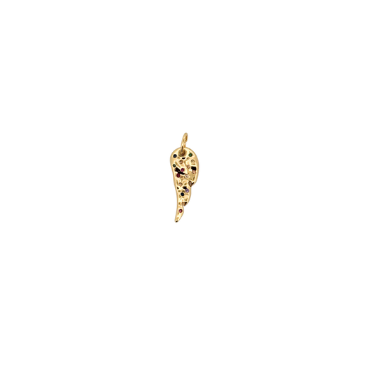 Colorful angel wing charm with sparkling zircon stones for custom charm bracelets and necklaces.