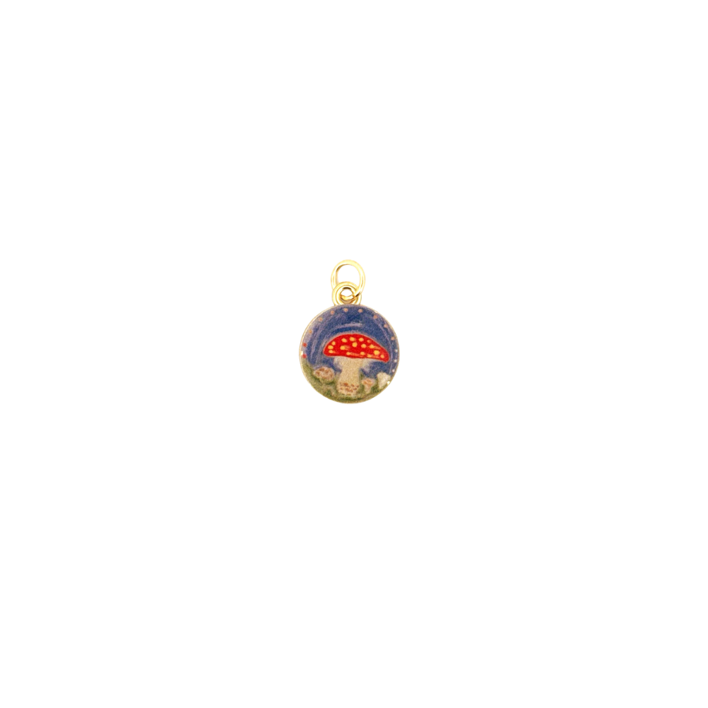 Enchanted mushroom enamel charm for personalized Charm Bar bracelets and necklaces.