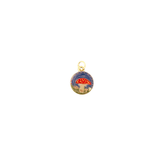 Enchanted mushroom enamel charm for personalized Charm Bar bracelets and necklaces.