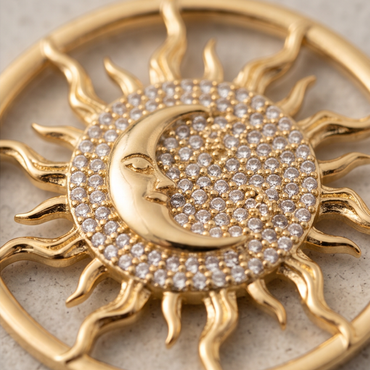 Sun & Moon Pendant Necklace – Celestial Stainless Steel Necklace