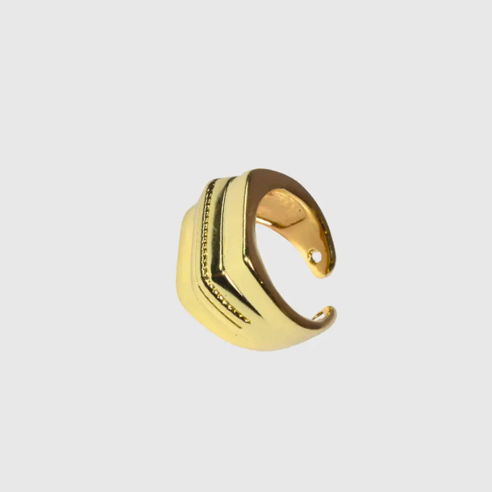 Gold wide chevron ear cuff, no-piercing design