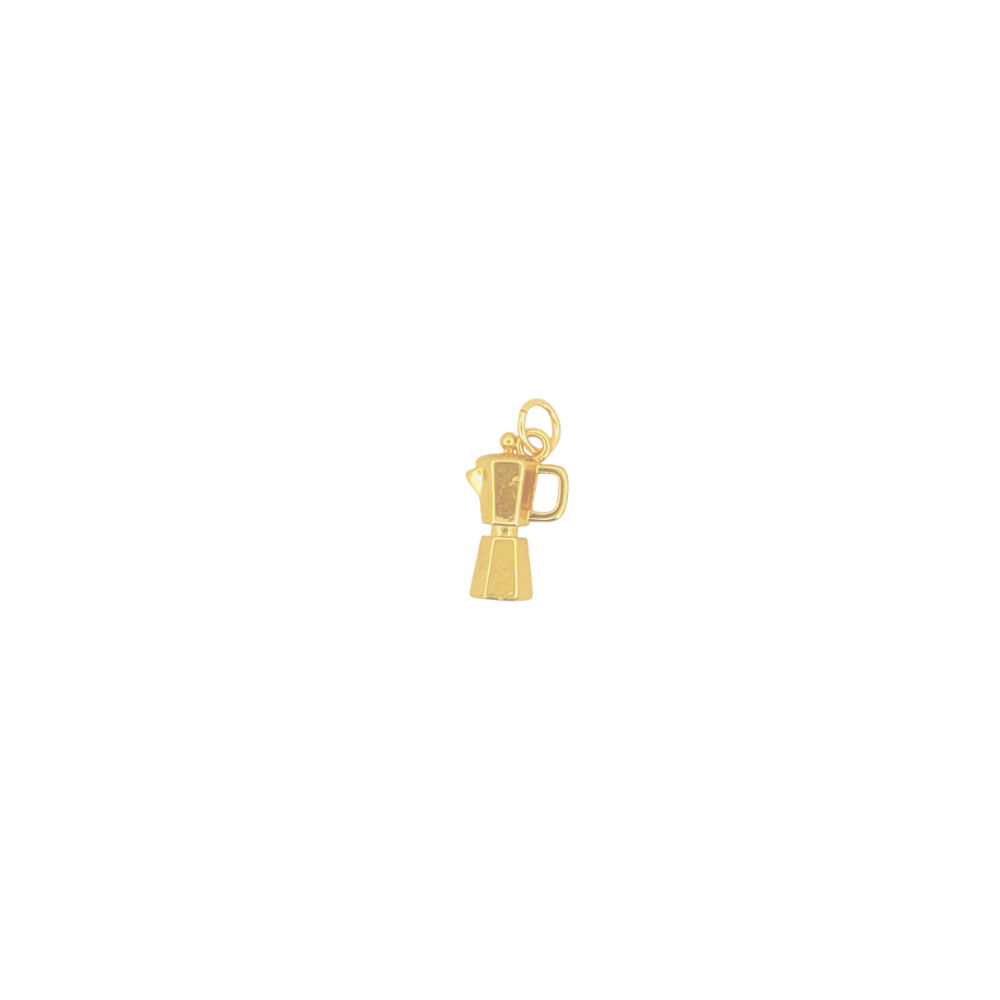 Mini gold espresso coffee maker charm.