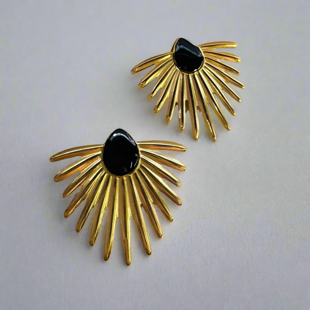 Golden Radiance Fan Earrings