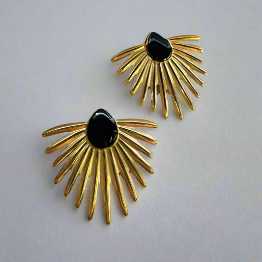 Golden Radiance Fan Earrings