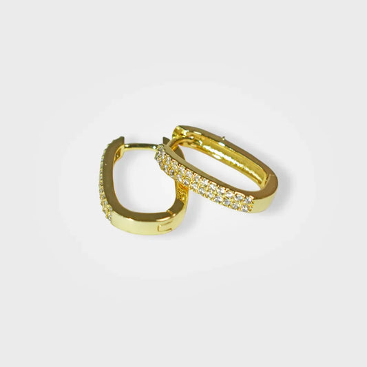 Luxe Square Gold Hoop Earrings With Cz Sparkle