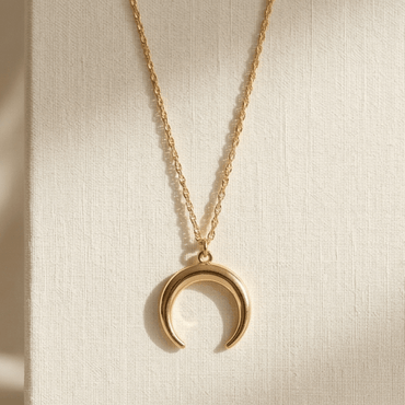 Minimal gold crescent moon necklace hanging elegant jewelry