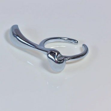 Modern Abstract Silver-Plated Adjustable Ring-Sculptural Statement Piece - Available at Julie Saldivia Jewelry