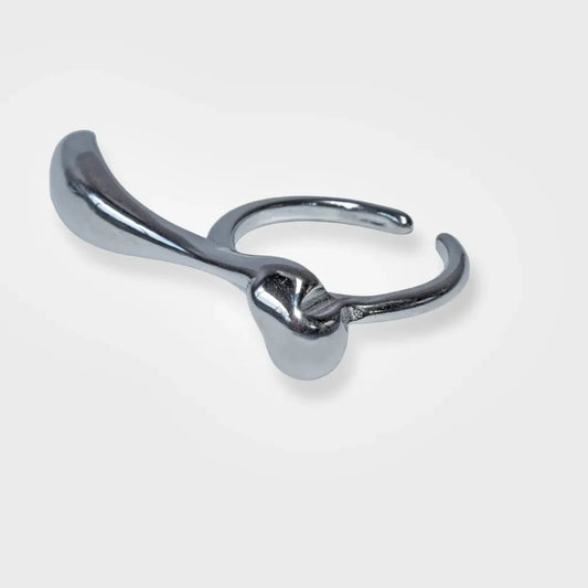 Modern Abstract Silver-Plated Adjustable Ring-Sculptural Statement Piece
