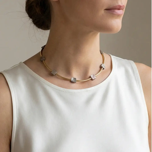 Organic Freshwater Pearl Choker Necklace in 18K Gold Plated | Julie Saldivia
