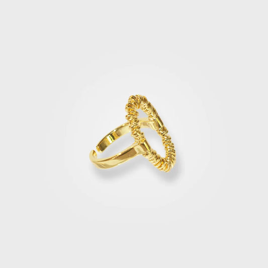 Radiate Textured Oval Ring - 18K Gold Plated Adjustable - Available at Julie Saldivia Jewelry