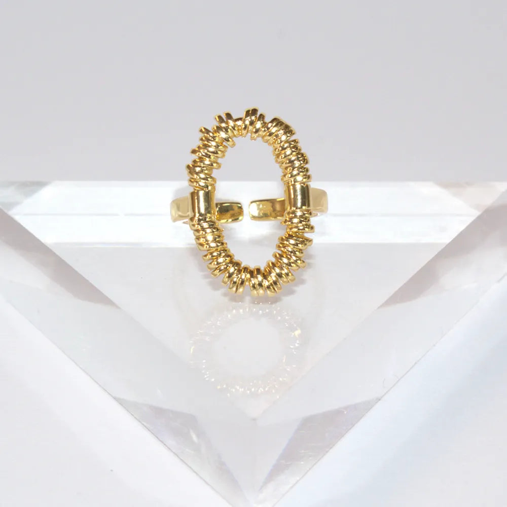 Radiate Textured Oval Ring - 18K Gold Plated Adjustable