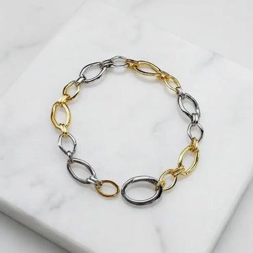 two tone gold and silver chain bracelet minimal modern jewelry Julie Saldivia