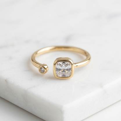 18K Gold Plated Adjustable Birthstone Ring