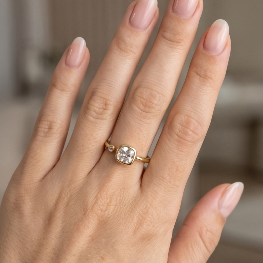 18K Gold Plated Adjustable Birthstone Ring
