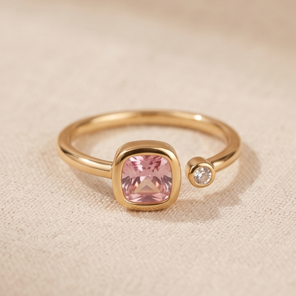 18K Gold Plated Adjustable Birthstone Ring