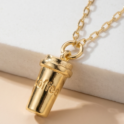 18K Gold Plated Coffee Cup Necklace