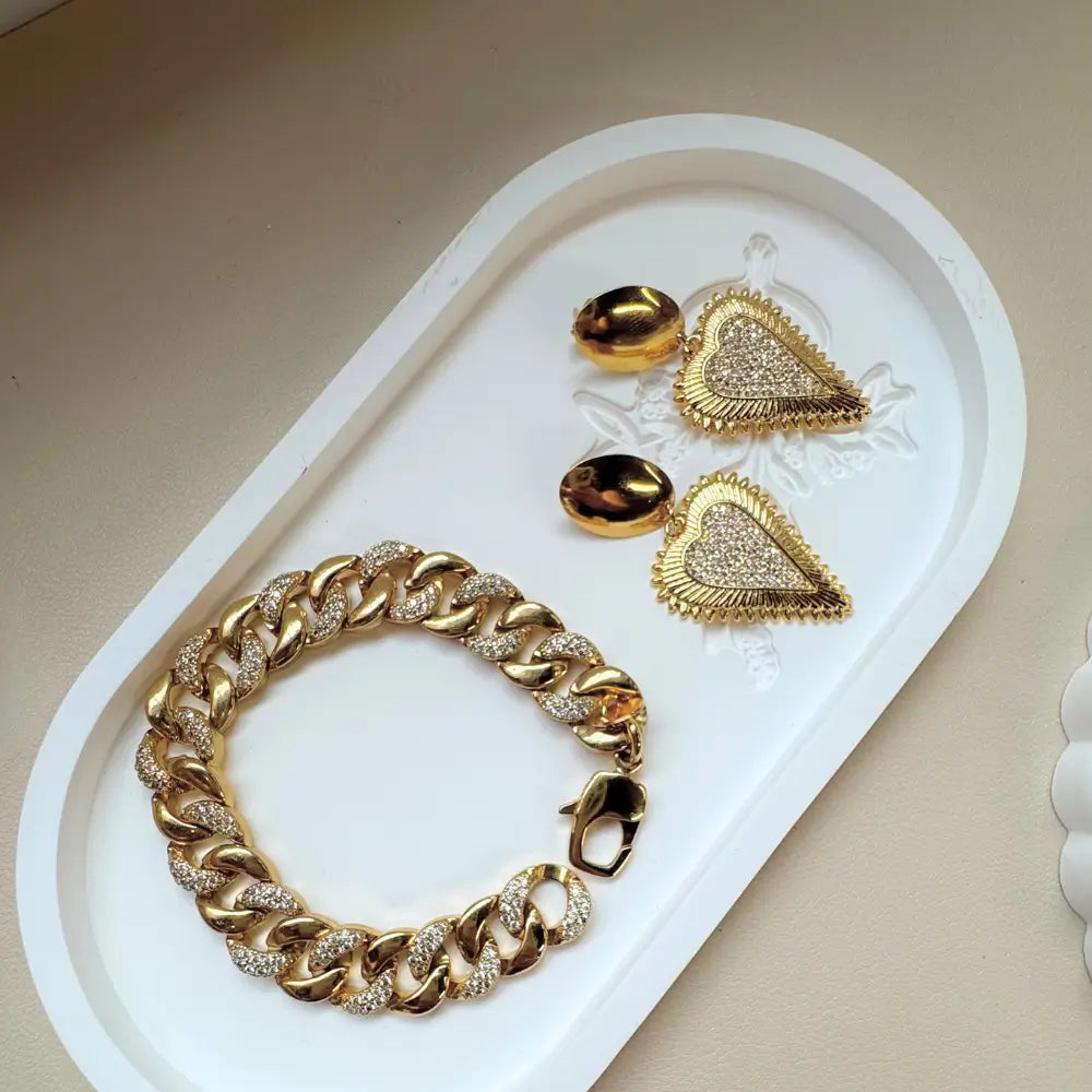 18K Gold Plated Cuban Link Zirconia Bracelet For Women