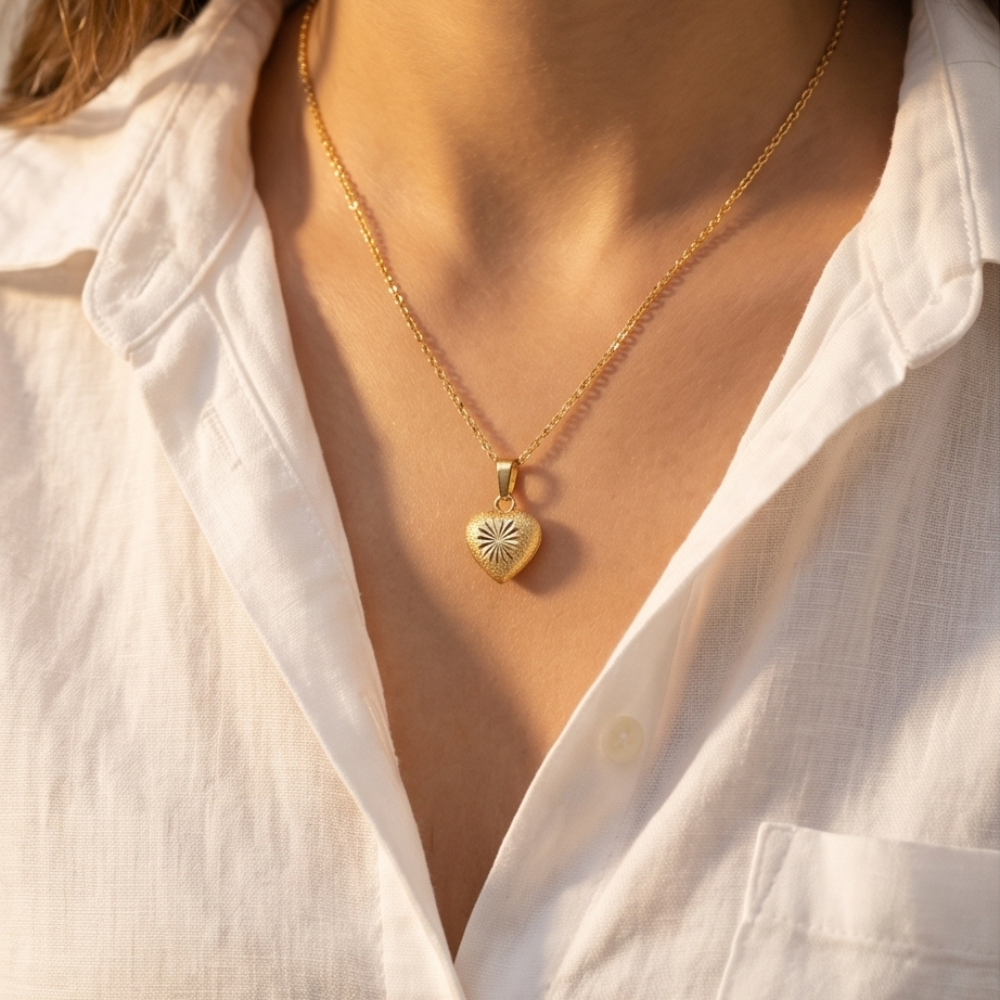 18K Gold Plated Heart Pendant Necklace