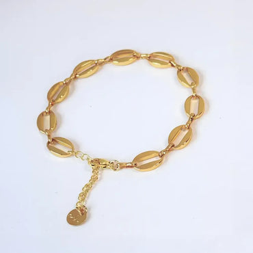 18K Gold Plated Oval Link Bracelet For Women