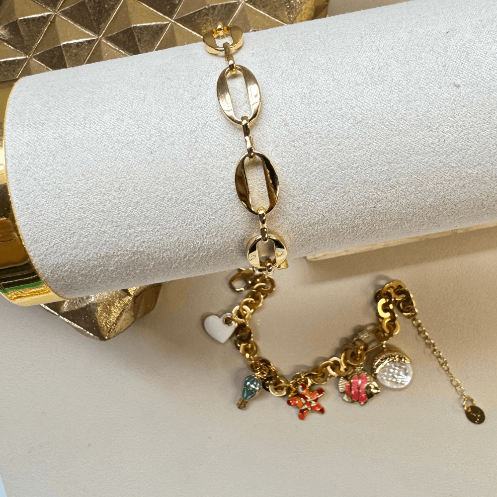 18K Gold Plated Oval Link Bracelet For Women