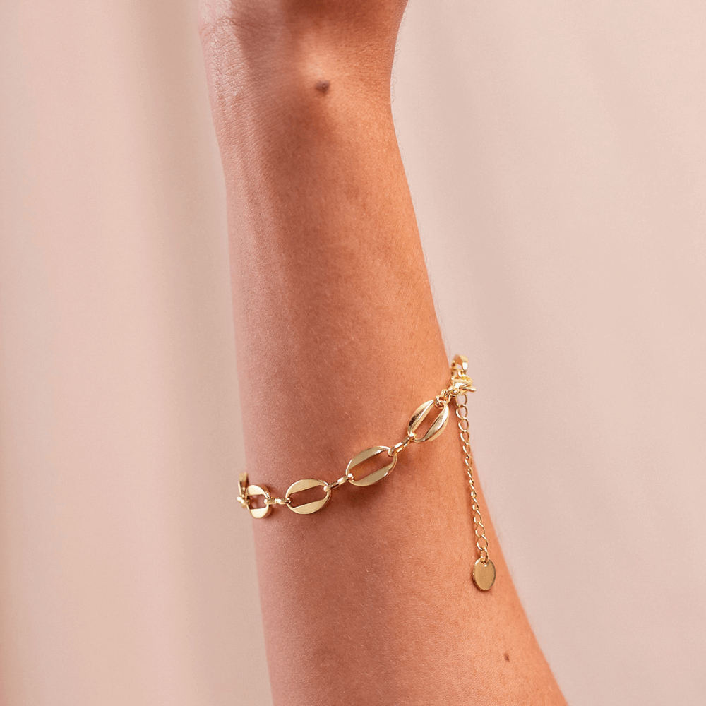 18K Gold Plated Oval Link Bracelet For Women