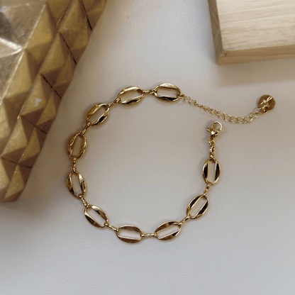 18K Gold Plated Oval Link Bracelet For Women