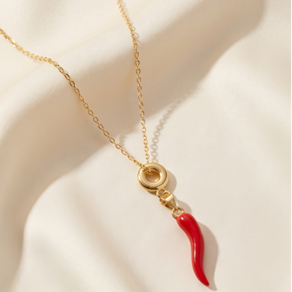 18K Gold Plated Red Chili Pepper Necklace