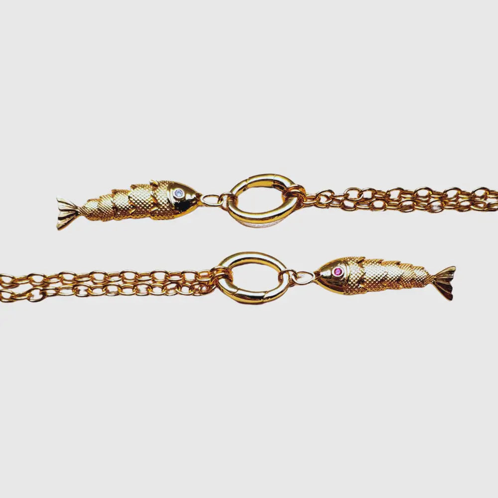 18K Gold-Plated Articulated Fish Pendant Necklace – 18" Ring Clasp