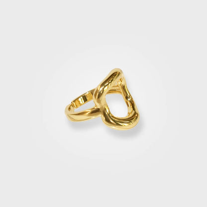 Bold Heart Gold Ring - Sculptural 18K Plated Statement - Available at Julie Saldivia Jewelry