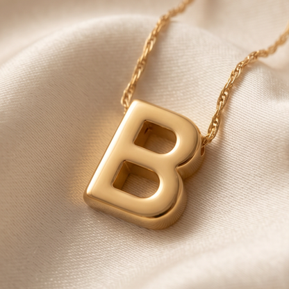 18K Gold Plated Double Initial Necklace with Adjustable Box Chain