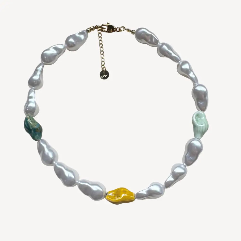 Baroque Pearl & Ceramic Bead Choker Necklace