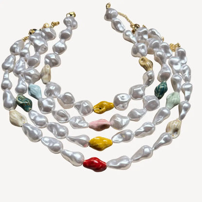 Baroque Pearl & Ceramic Bead Choker Necklace