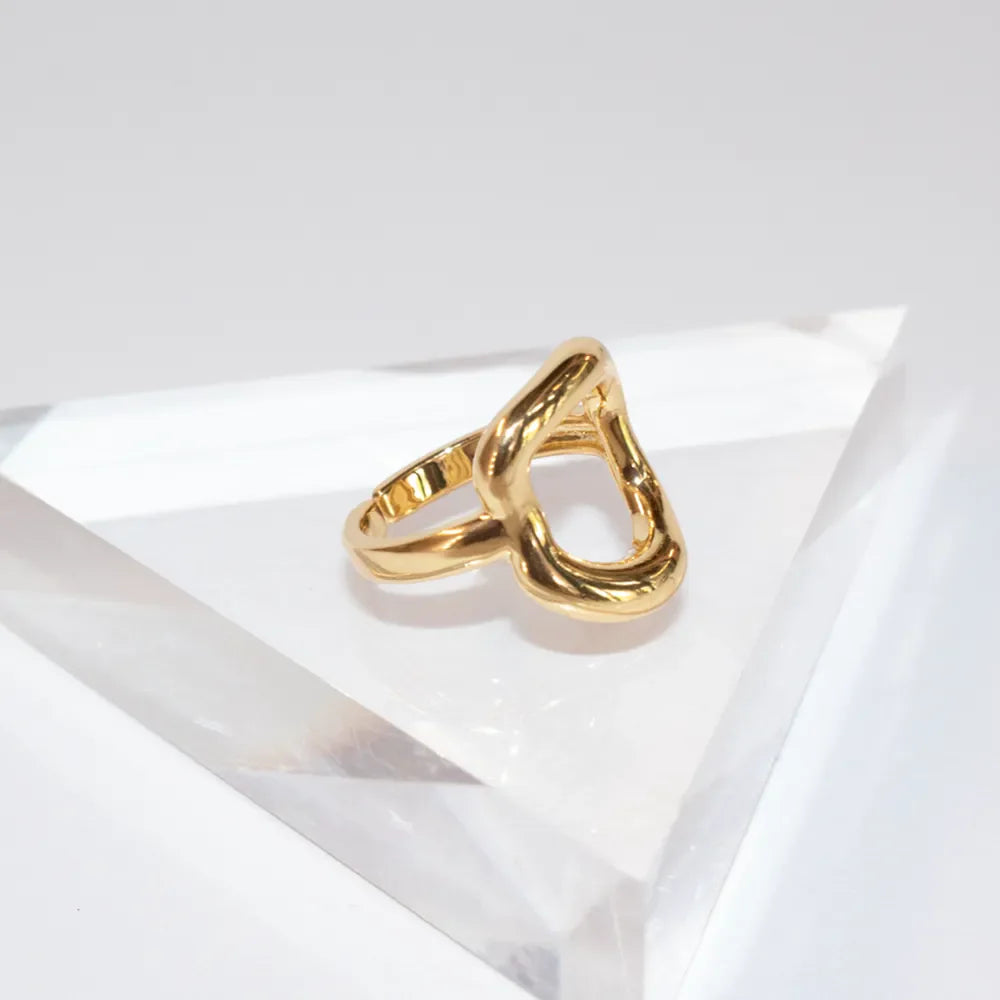Bold Heart Gold Ring - Sculptural 18K Plated Statement