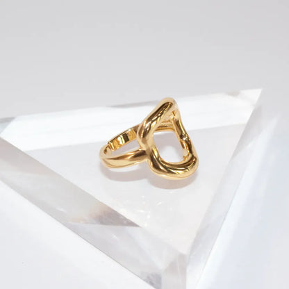 Bold Heart Gold Ring - Sculptural 18K Plated Statement