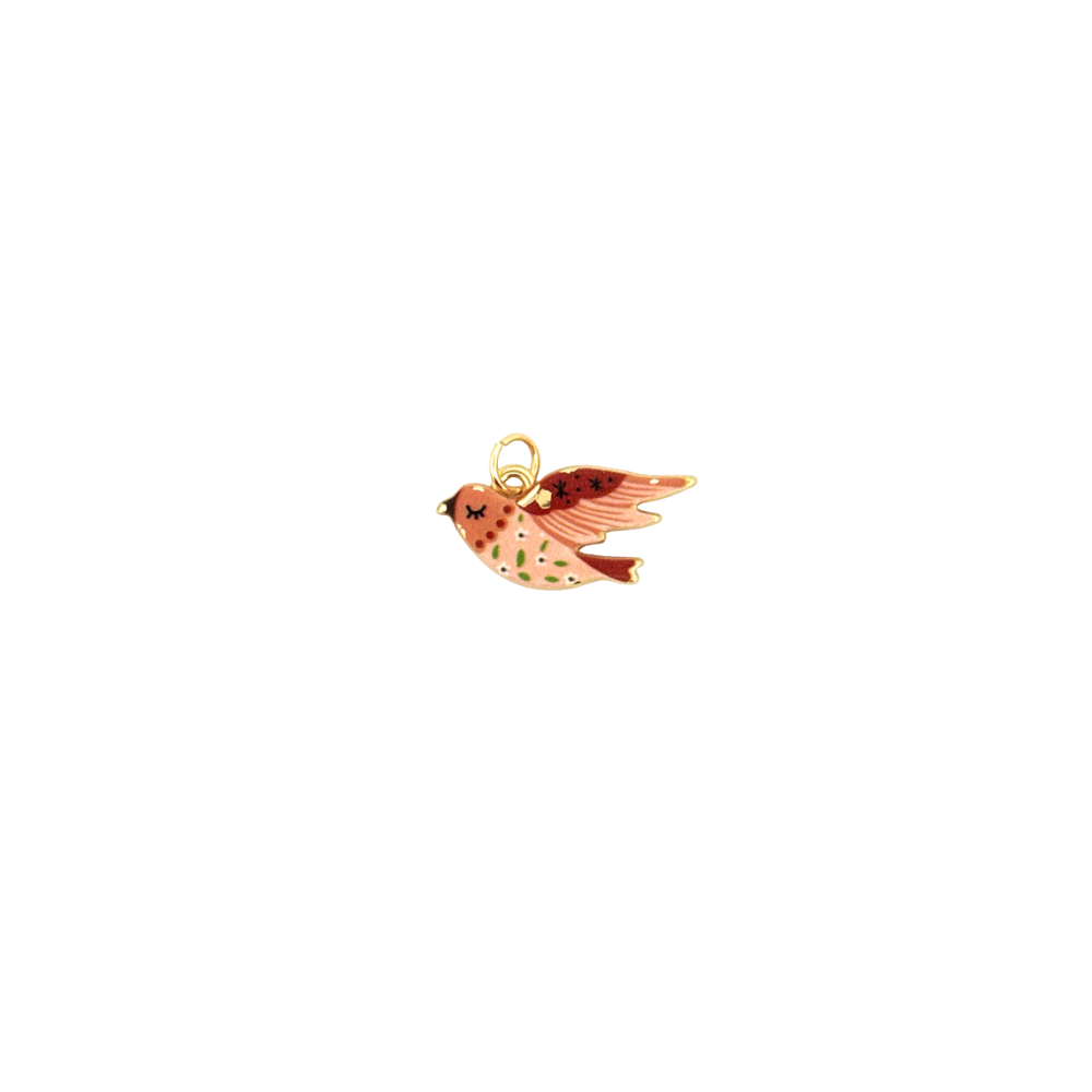 Enamel flying bird charm for personalized Charm Bar bracelets and necklaces.