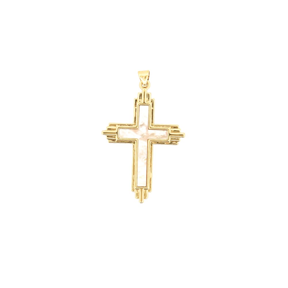 Mother of Pearl cross charm for personalized Charm Bar bracelets and necklaces.