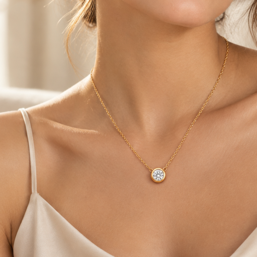 Clara Round Bezel Necklace